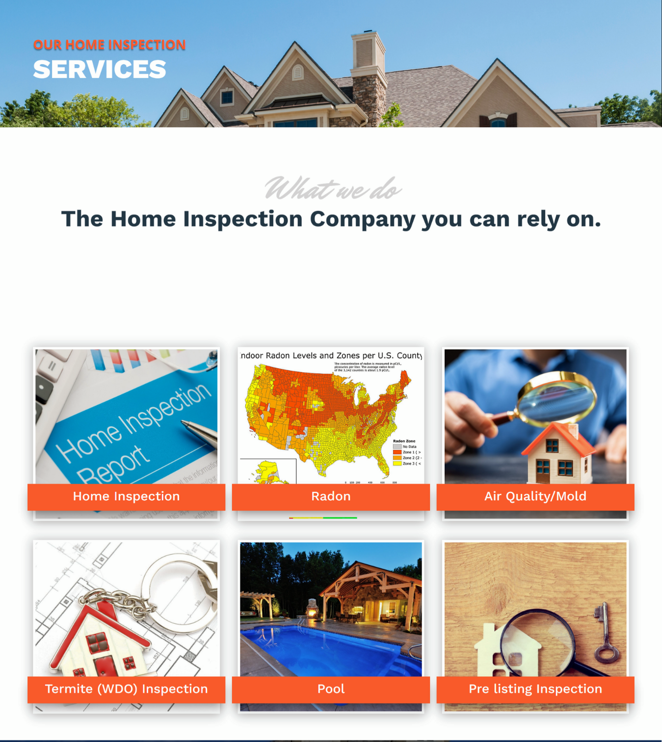 Home Inspection website design Services page image
